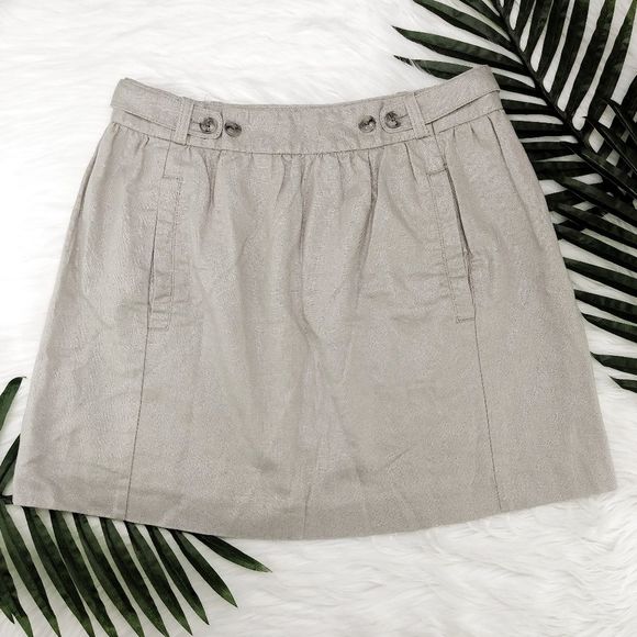 Anthro ETT TWA Taupe Silver Shimmer Skirt-Pockets! - Picture 1 of 6